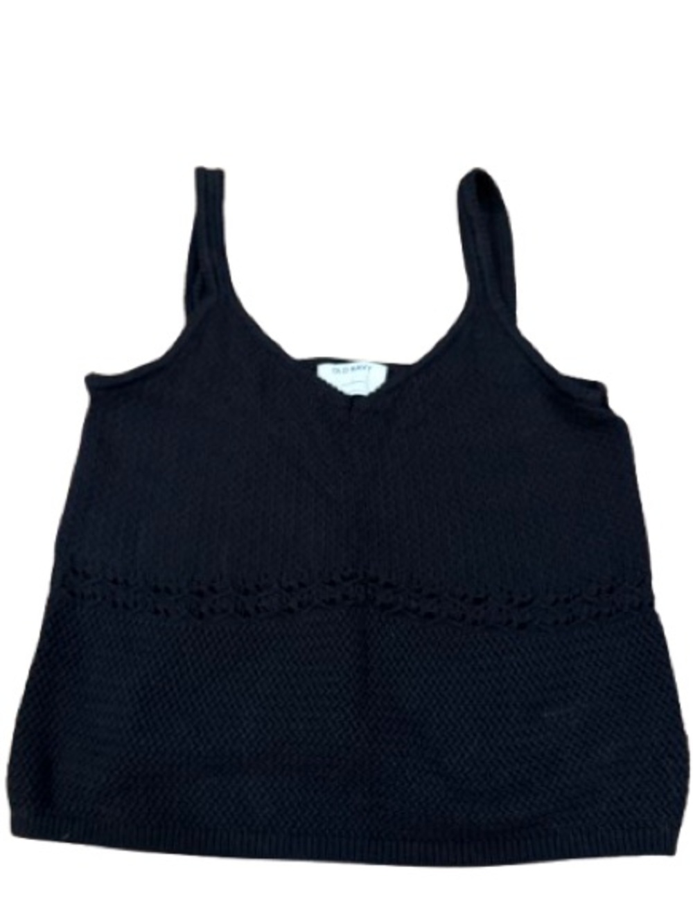 Old Navy Women’s Black Knit Tank Top with Crochet Detail Size Large
